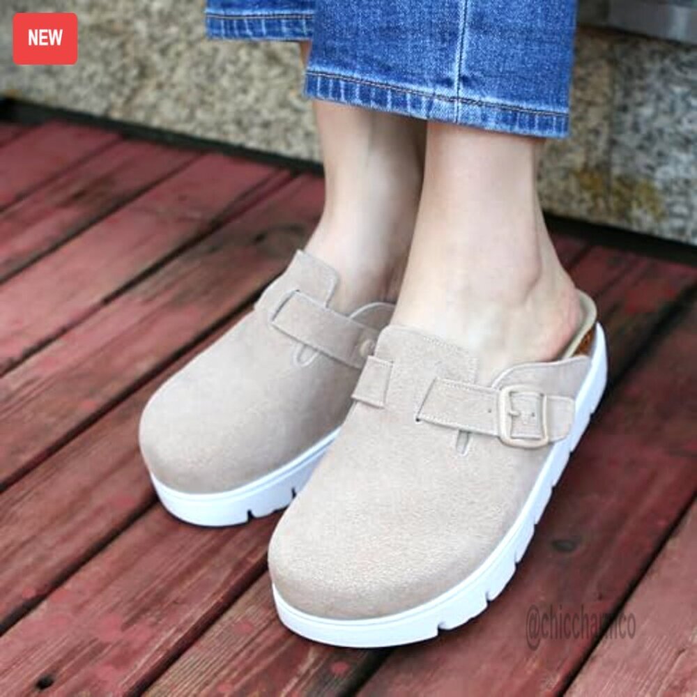 Genuine Suede Platform Clogs, Arch Support Mules, Women's Size - Picture 2 of 7